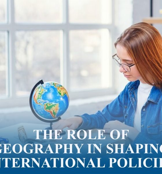 Map with borders and resources showing how geography influences international policies and global diplomacy