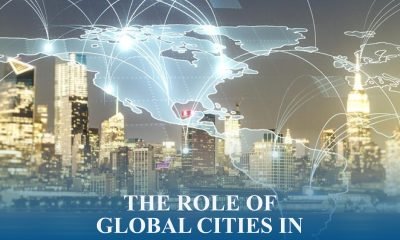Skyline of major global cities symbolizing hubs of finance, trade, and innovation shaping global economic geography